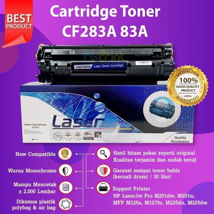 FixPrint Cartridge Toner Compatible Premium Xantri 83A CF283A 137 337 737 Kompatibel Dengan Printer HP M201n M125a M127fn M225dn M225dw - Gambar 2