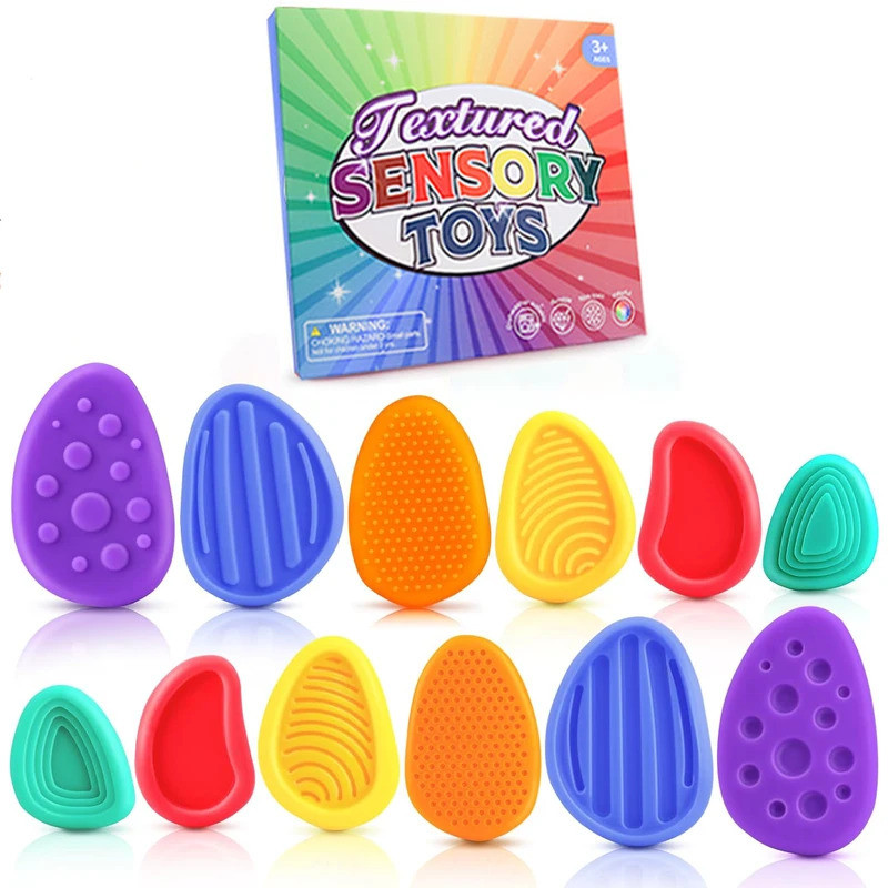 Fidget Toys Sensoy Textue Stone: 6 Pack Soft Fidget Stess