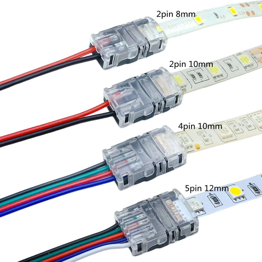 5 PCS LED Connector 2/3/4 Pin Strip To Wire Terminal 5/8/10mm Strip To ...