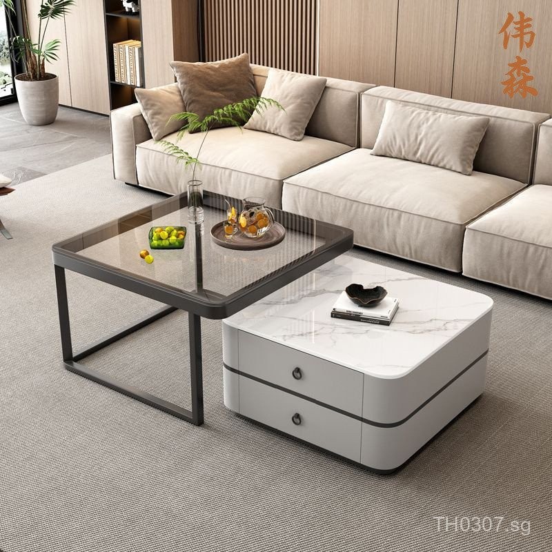 Gallery Detail: Glass High End Small Apartment Coffee Table Set Modern Simple