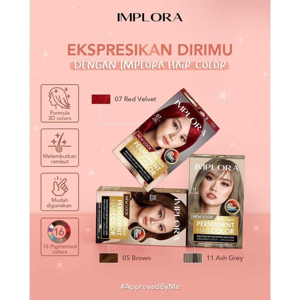 IMPLORA New Permanent Hair Color / Merah Jingga Official - Gambar 3