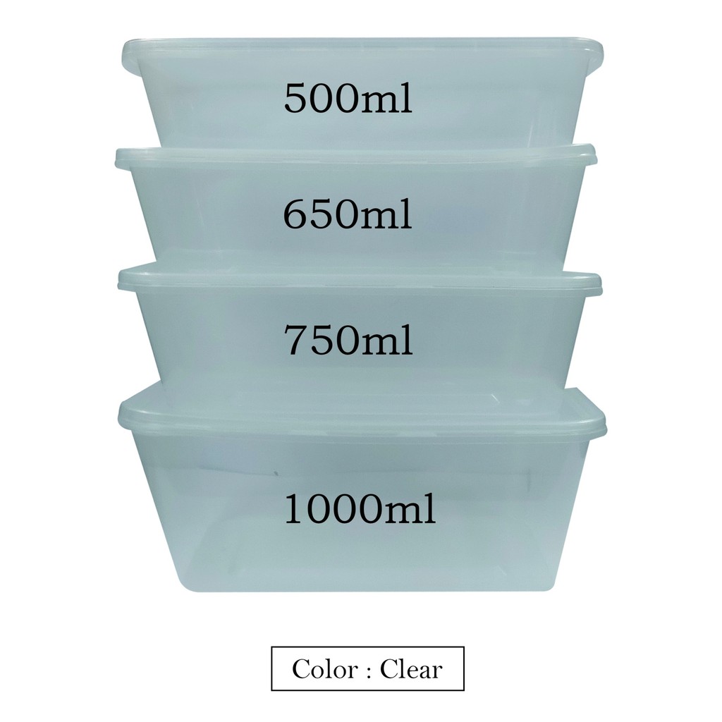 Rectangular Disposable Plastic Food Container [50Pcs] Bekas Plastik ...