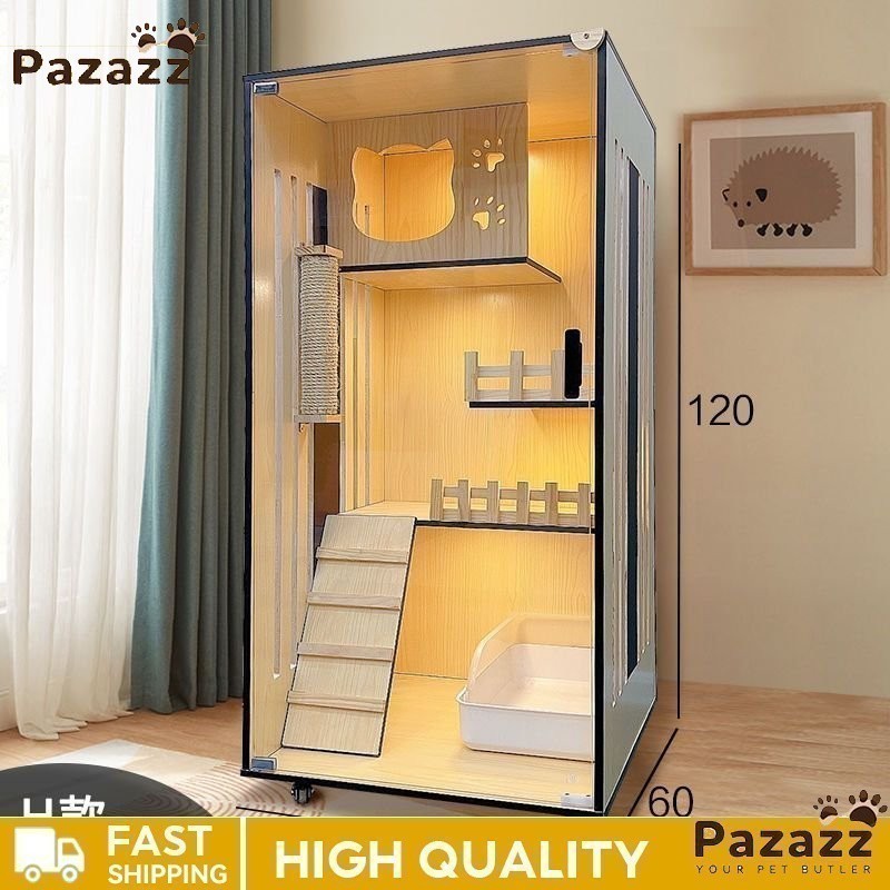 Cat Villa Solid Wood Cat Cage Cattery Household Cat Nest Display ...