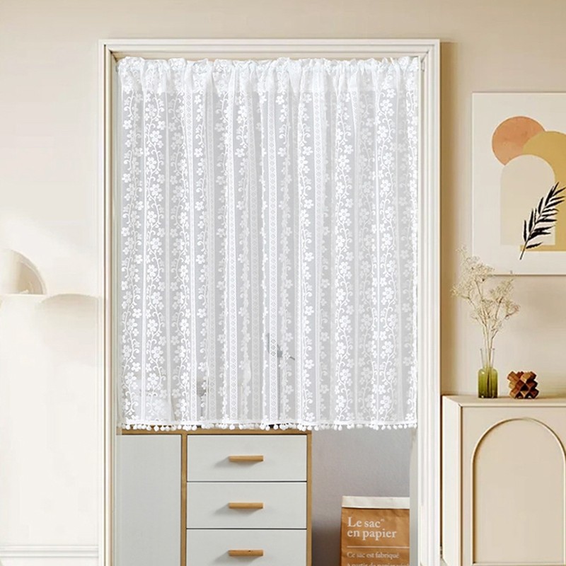 Simple White Room Door Blocking Curtain Ins Lace Short Curtains Home ...