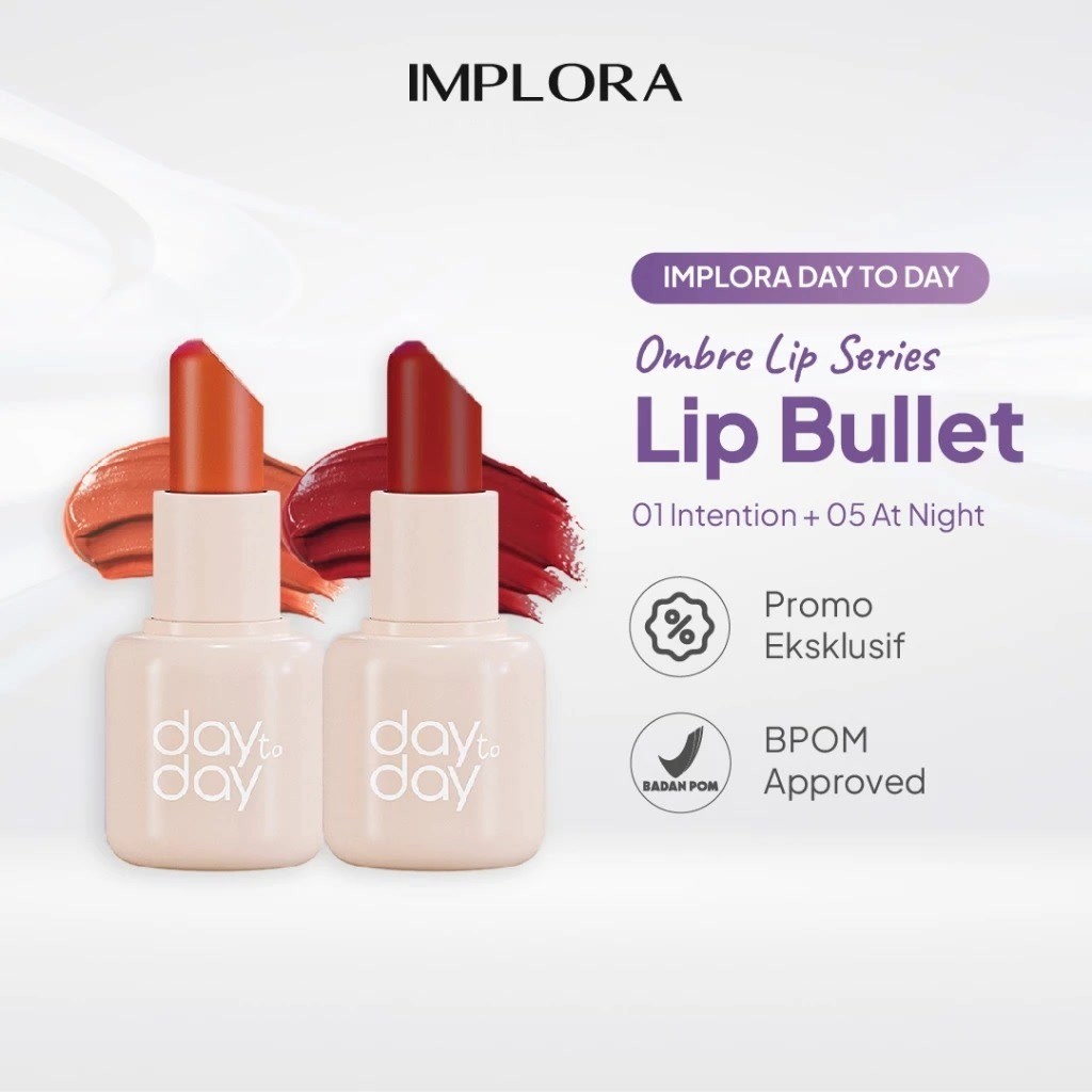 Implora Day To Day Series Lip Bullet / Merah Jingga Official - Gambar 4