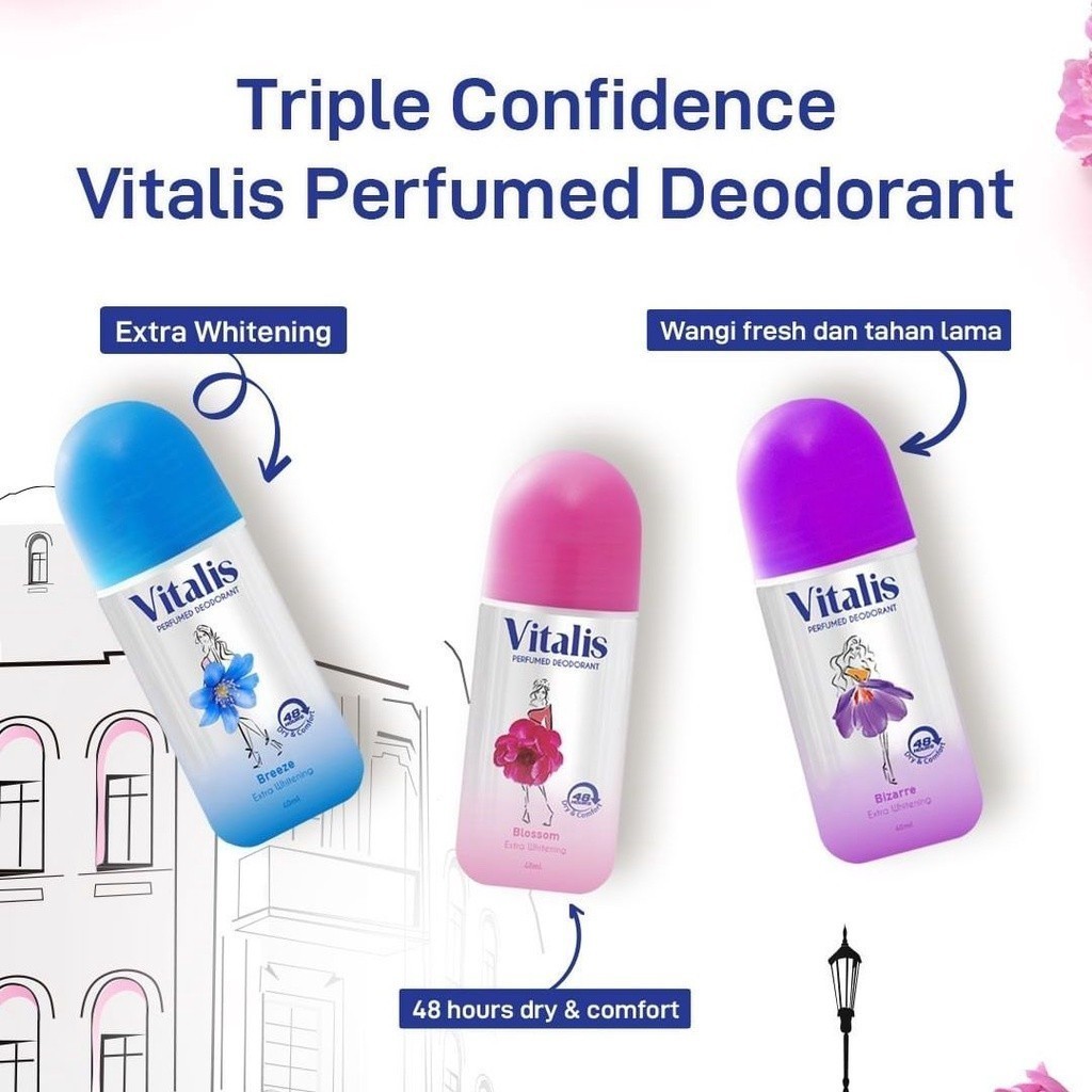 Vitalis Perfumed Deodorant Roll On 40ml / Merah Jingga Official - Gambar 3