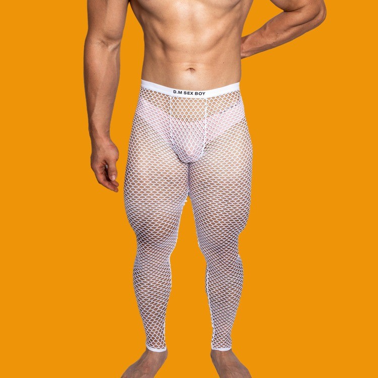 D.M Men's Mesh Breathable Low Waist Transparent Bottom Pants Fishing ...