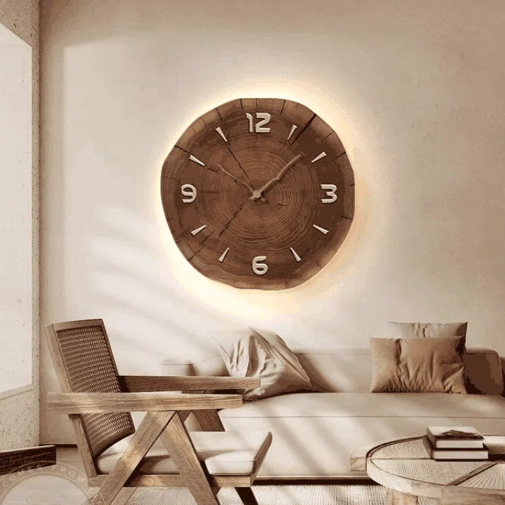 Rustic Farmhouse Large Wall Clock For Living Room Decor, Wood Annual ...