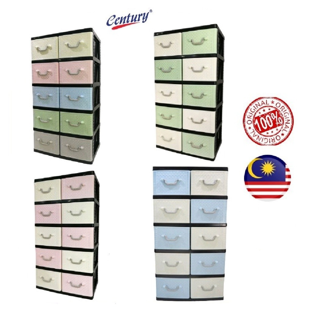 Century Drawer 5 TIER Clothes Cabinet Storage Laci Rak Penyimpanan Baju ...