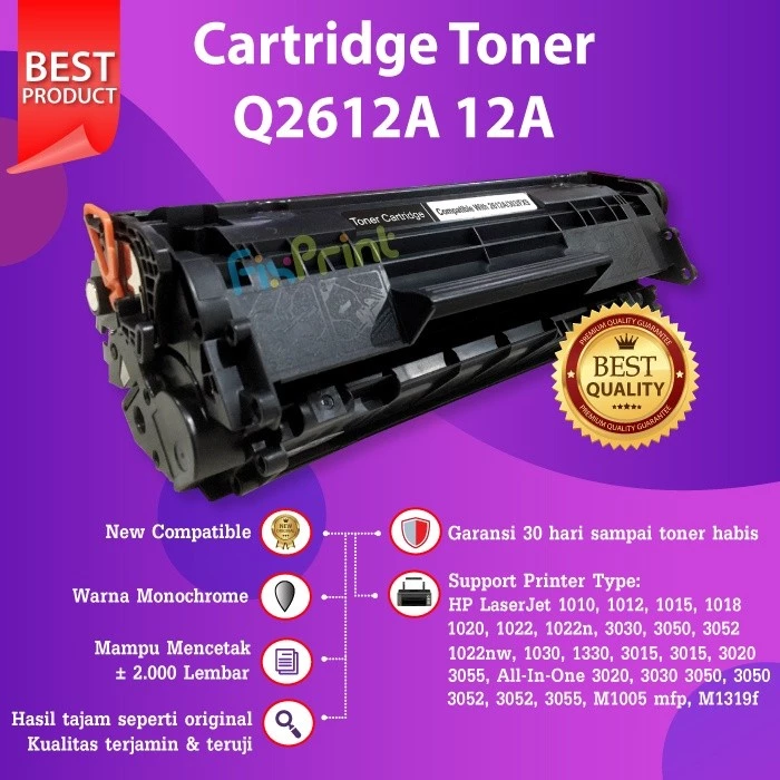 FixPrint Cartridge Toner Xantri 12A Q2612A Compatible for Printer LBP2900 LBP 2900 Premium Grade Xantri - Gambar 4