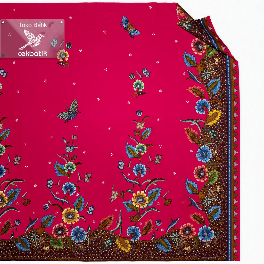 Batik cloth - Floral Batik Motif - Sweet Flowers Basic Color (Pink ...