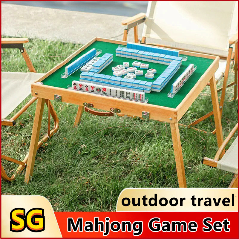 Mahjong Table Outdoor Foldable Mahjong Table Set Portable Solid Wood ...