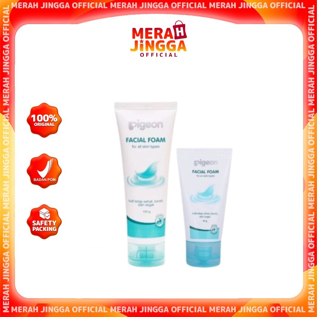 PIGEON Facial Foam 40Ml - 100Ml (For All Skin Types) / Merah Jingga Official
