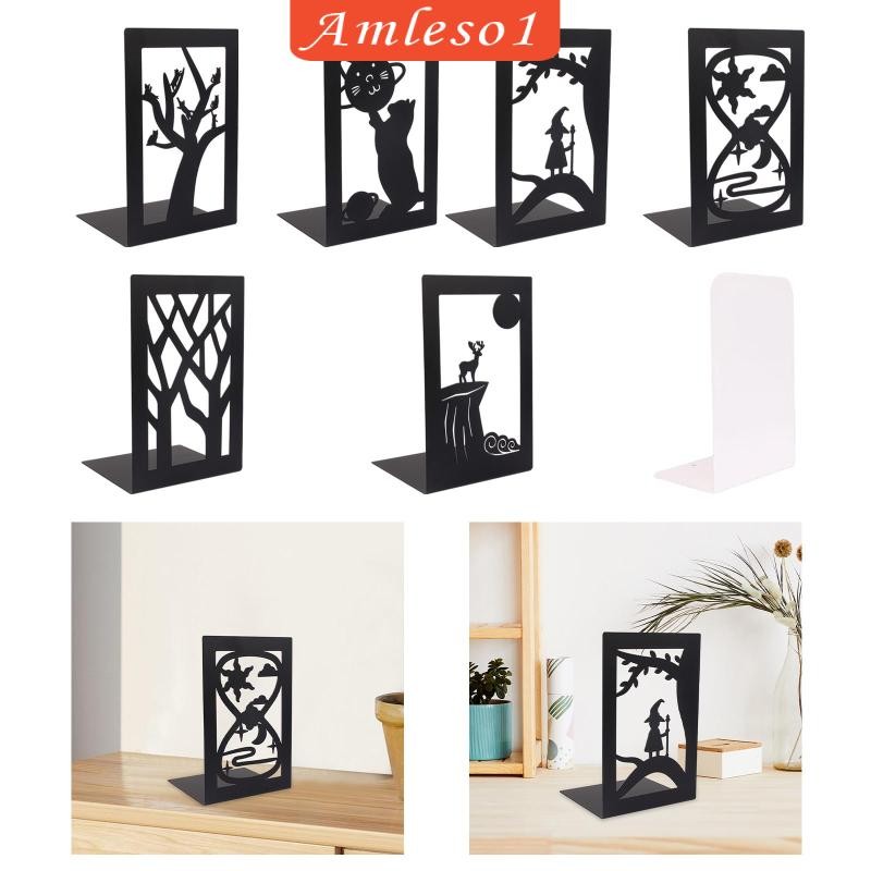 [Amleso1] Decorative Bookends Book Support Organizer Metal Book Ends ...