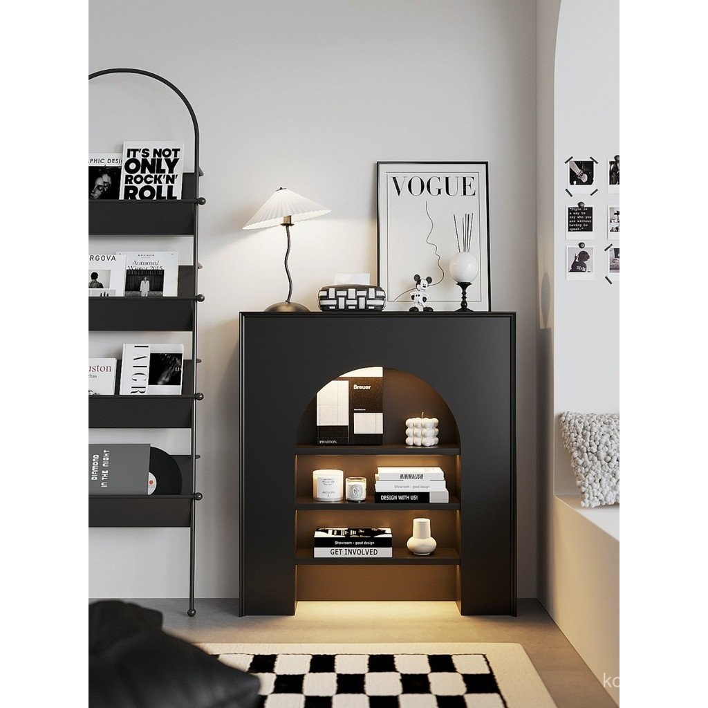 French Style Lighted Artificial Fireplace Decorative Cabinet Black ...
