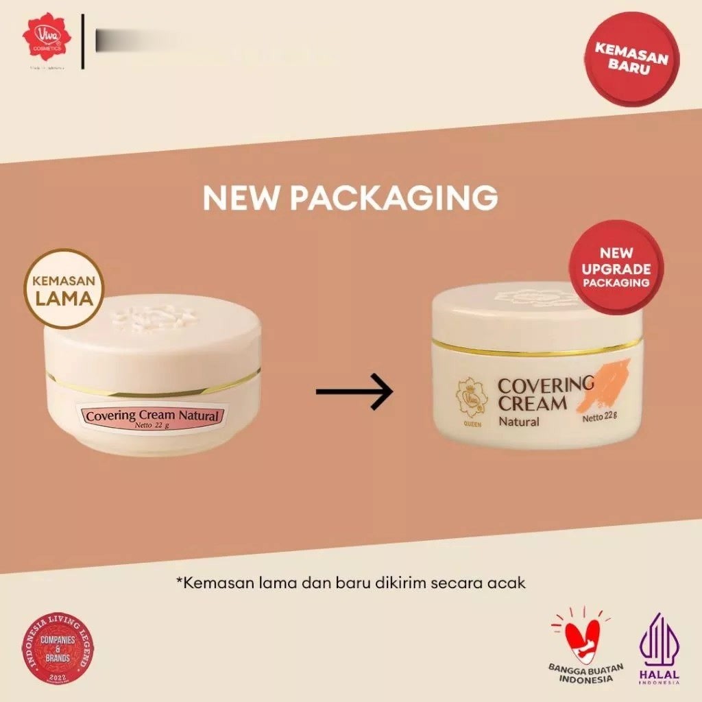 Viva Queen Covering Cream 22gr / Merah Jingga Official - Gambar 3