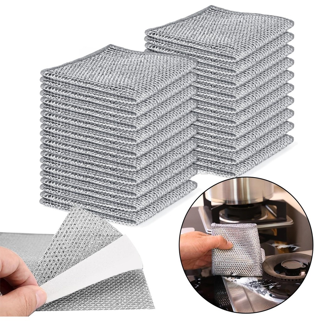 10 Pcs New Upgrade Steel Wire Dishcloth,Triple-Layer Steel Wire ...