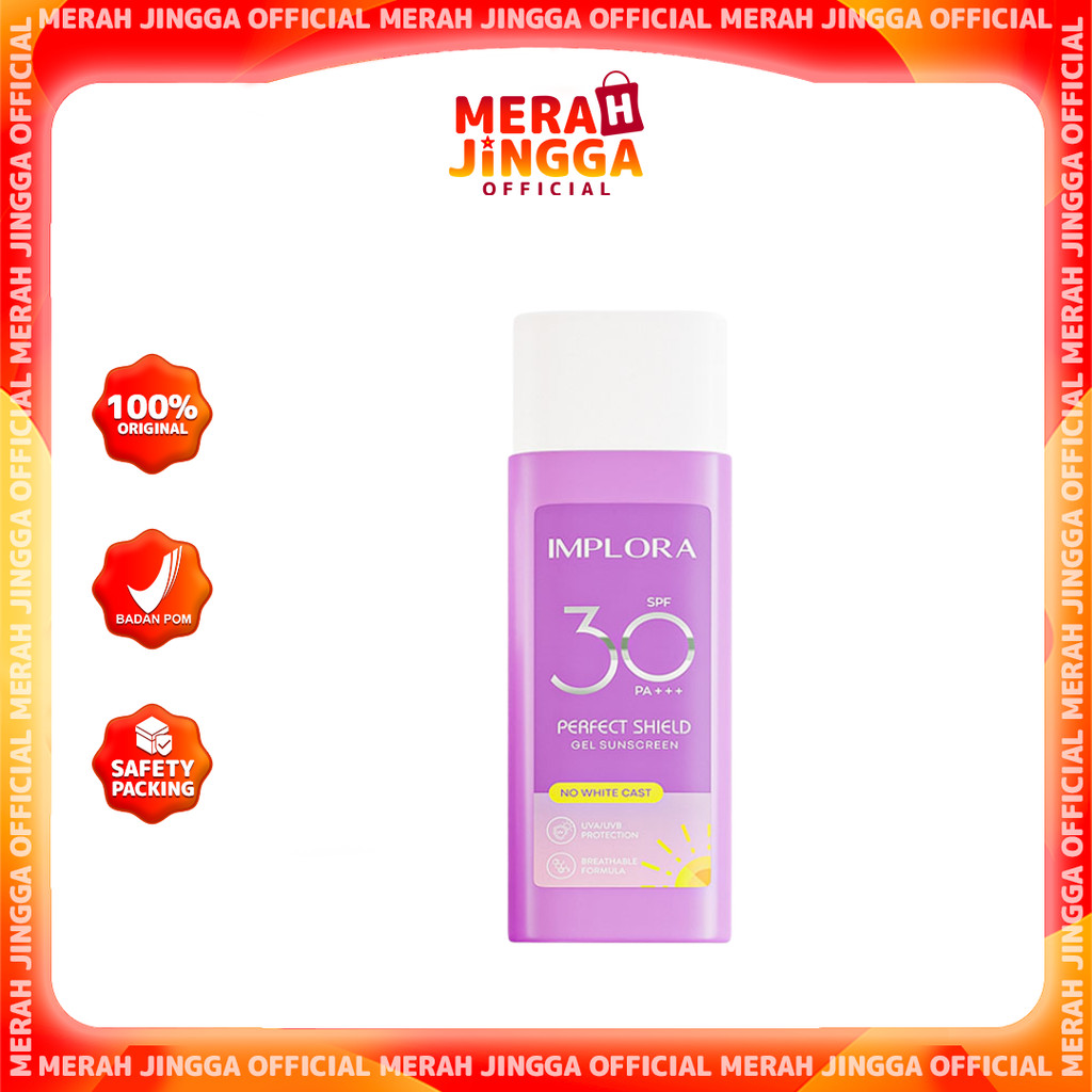 Implora Perfect Shield Gel Sunscreen SPF 30 PA+++ 50ml / Merah Jingga Official
