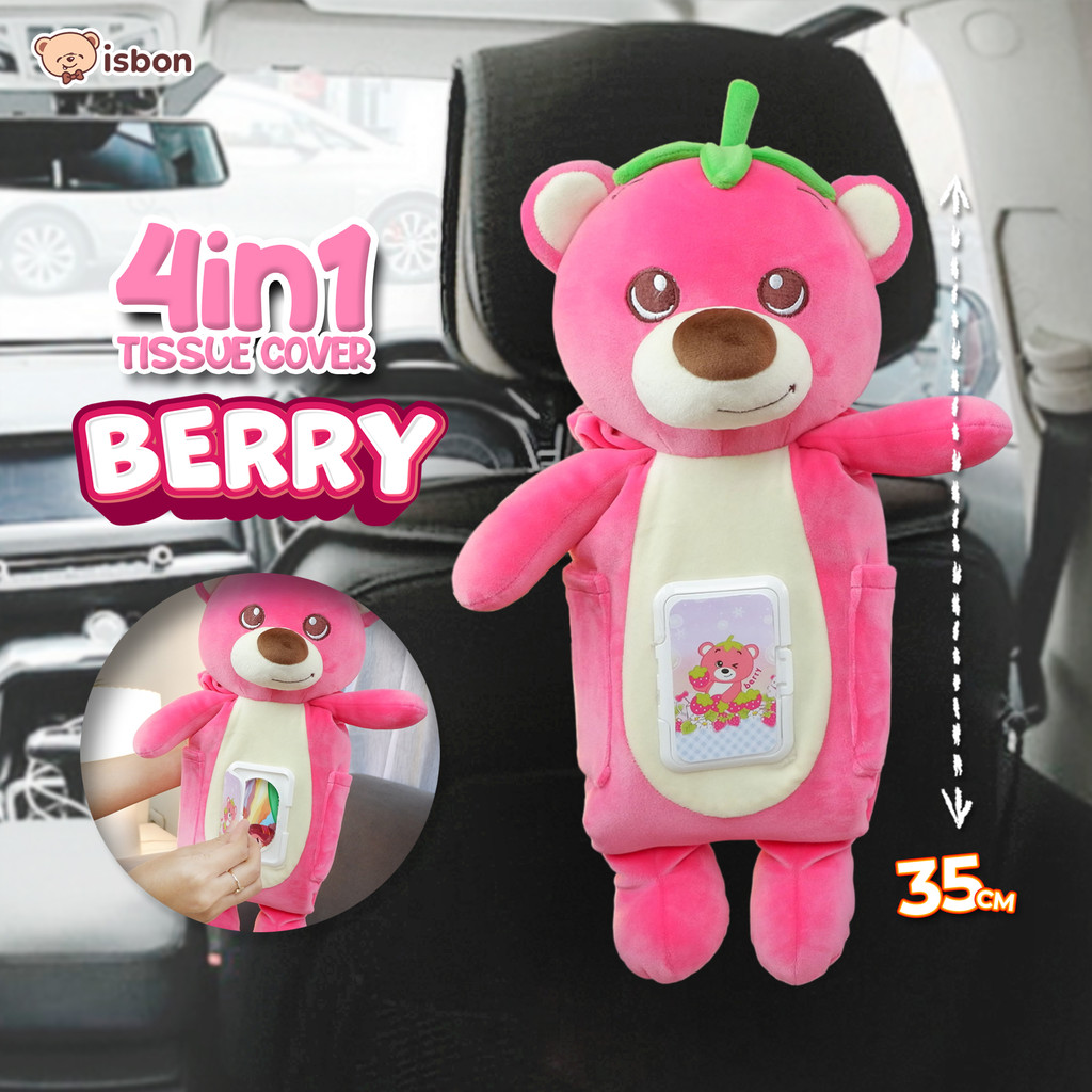 Doll's PALACE 4 In 1 Pink Bear BERRY Tissue Holder Multi-Purpose Travel ...