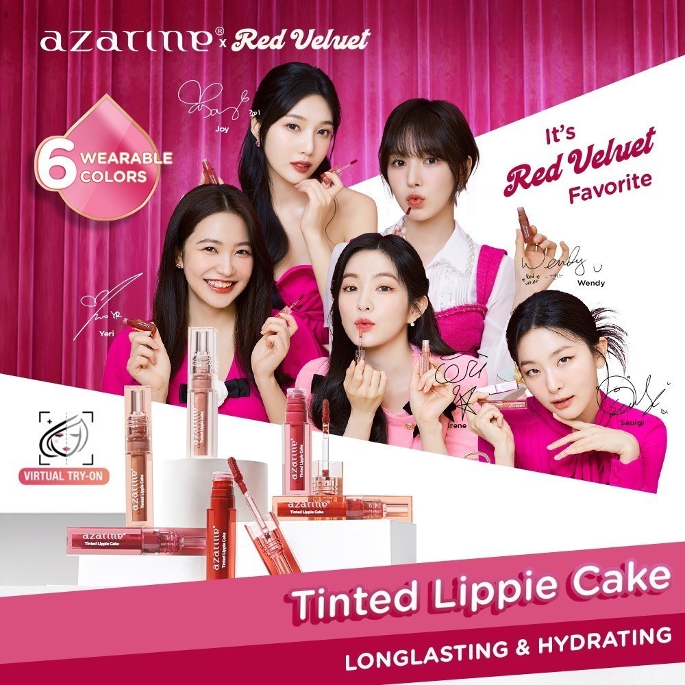 Azarine Tinted Lippie Cake Lip Tint 2.9ml - Azarine x Red Velvet / Merah Jingga Official - Gambar 3