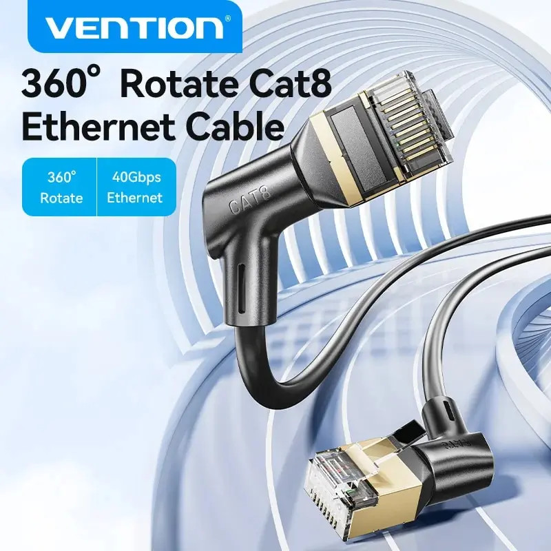 Vention CAT8 Ethernet Cable 40Gbps 2000MHz 360 Degree Rotate CAT 8 ...