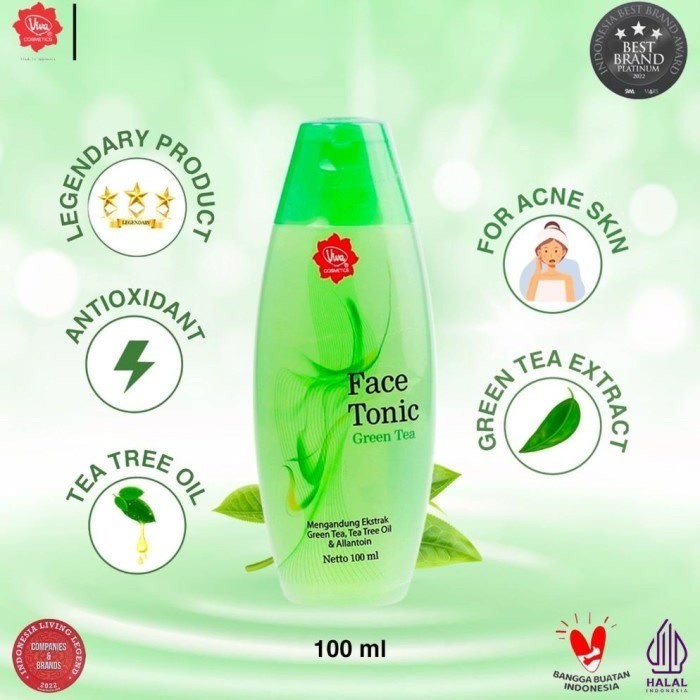 Viva Face Tonic Green Tea 100 ml / Merah Jingga Official - Gambar 2
