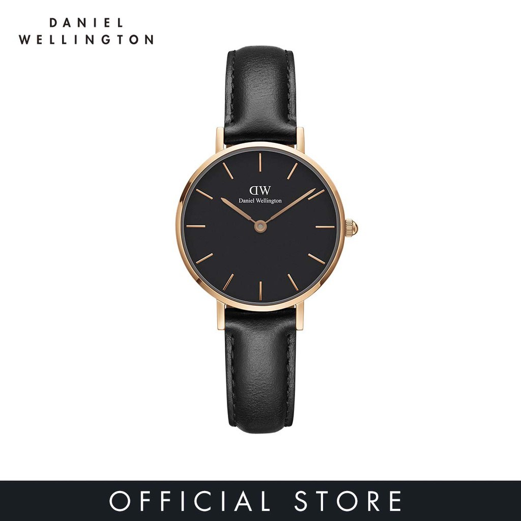 2 Years Warranty Daniel Wellington Petite Sheffield Black Watch 28 32mm Rose Gold Leather strap DW Watch for women Fashion watch DW