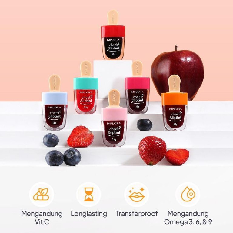 Implora Cheek and Lip Tint / Merah Jingga Official - Gambar 4