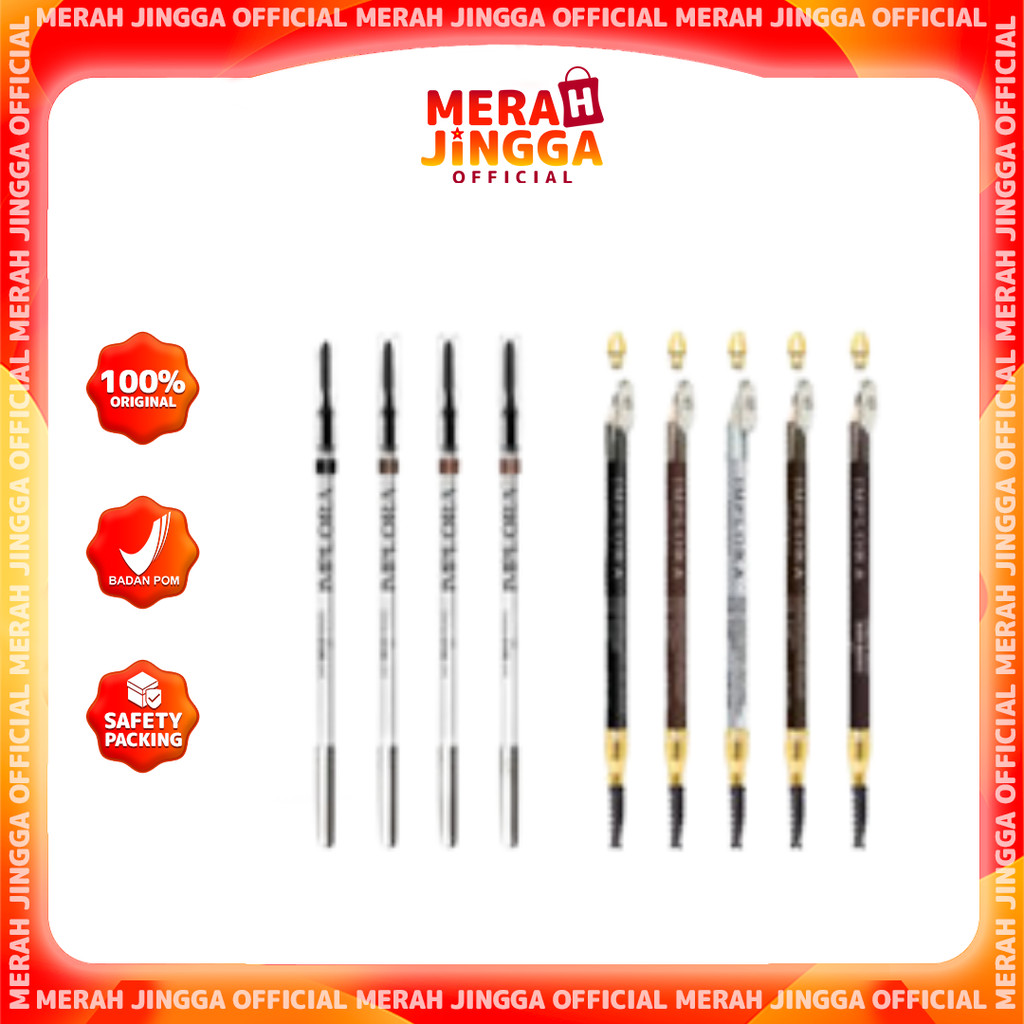 IMPLORA Eye Brow Pencil 2 IN 1 ( PENSIL + SERUTAN + SIKAT ) / Merah Jingga Official