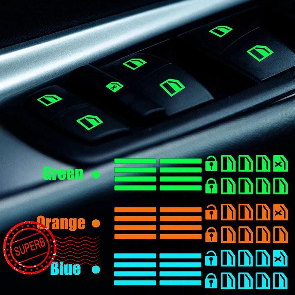 Luminous Car Button Sticker Fluorescent Windows Lift Decoration Car ...