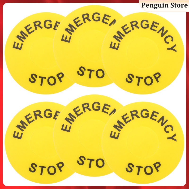 6 Pcs Logo Stickers Emergency Stop Button Label Decal Pvc Sign Labels ...