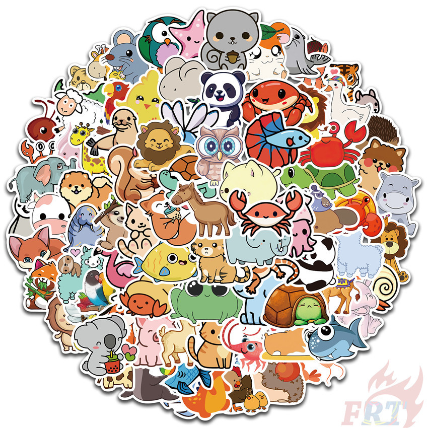100Pcs/Set Q Funny Cartoon Animal Series B Kids Reward Stickers DIY ...