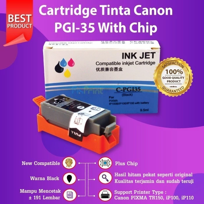 FixPrint Ink Cartridge Compatible PGI35 Black / CLI36 Color Tinta Canon TR150 iP100 iP110 PGI-35 CLI-36 - Gambar 2
