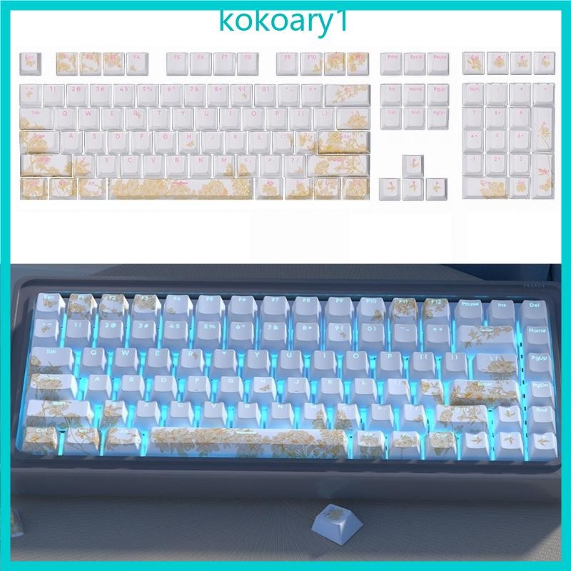 KOKO 135 108Pcs Double Shot Keycaps Embroidery Pattern with Backlit PBT ...