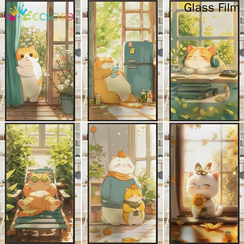 Light-transmitting and Opaque Electrostatic Glass Film Cartoon Window ...