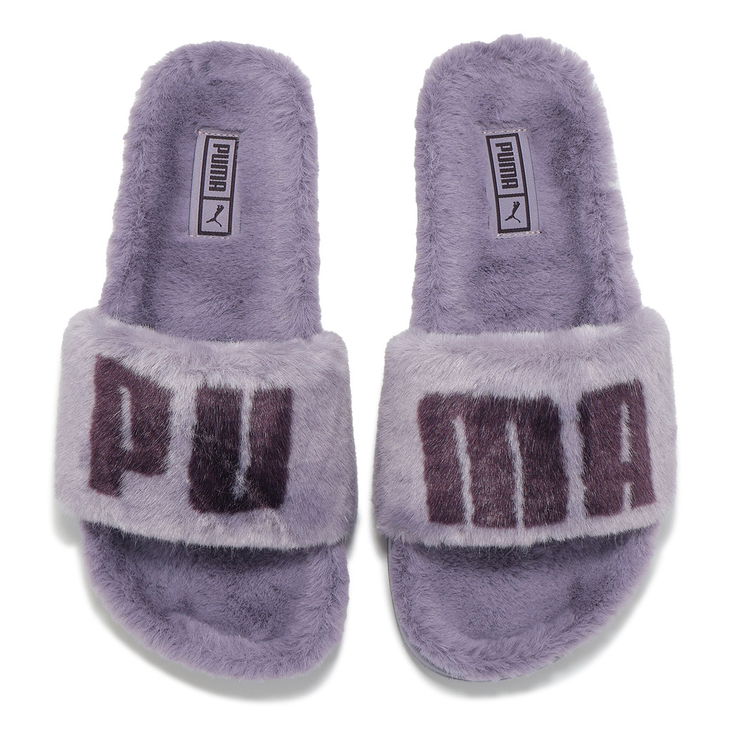 Puma Slippers Leaat 2.0 Fuzz Wns Women s Shoes Purple Plush Sandals ACS 38731316 Shopee Singapore