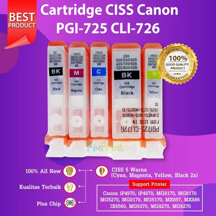FixPrint CISS MCISS IP6550 IX6560 MG5170 MG52 PGI725 CLI726 CANON IP4970 IP4870 - Gambar 2
