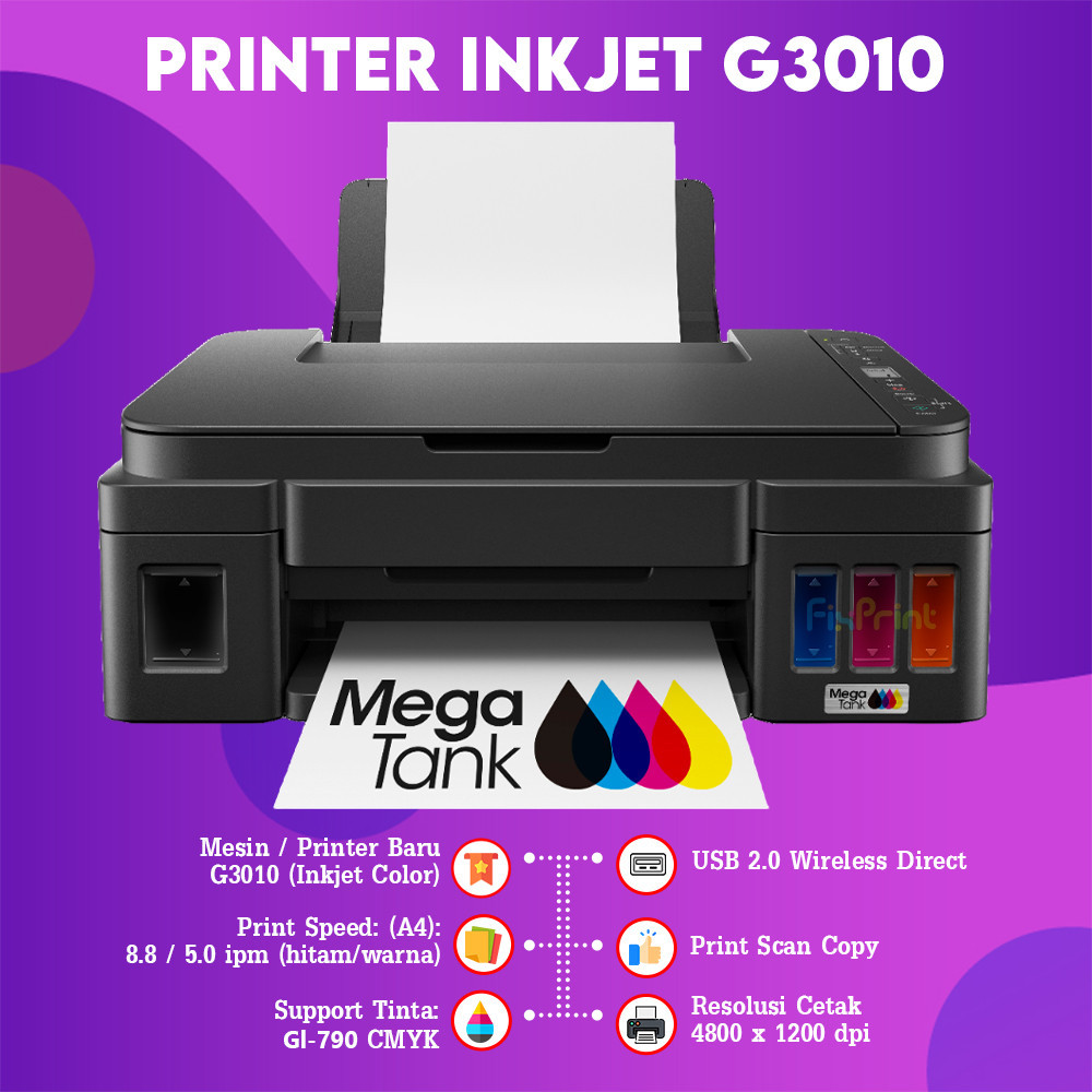 FixPrint Printer Canon G3010 G-3010 InkTank AIO Print Scan Copy Wireless G 3010 Ink Tank Multifunctions All-In-One WiFi A4 New Original Bergaransi Resmi - Gambar 2