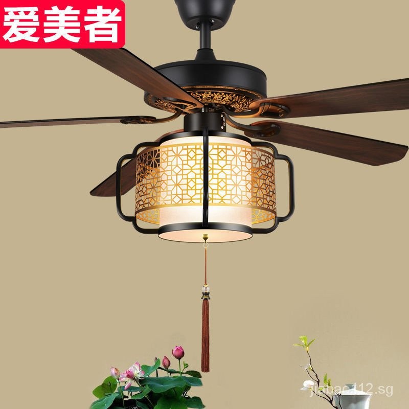 Chinese Style Ceiling Fan Lights Straight Leaf Fan Lamp Household ...