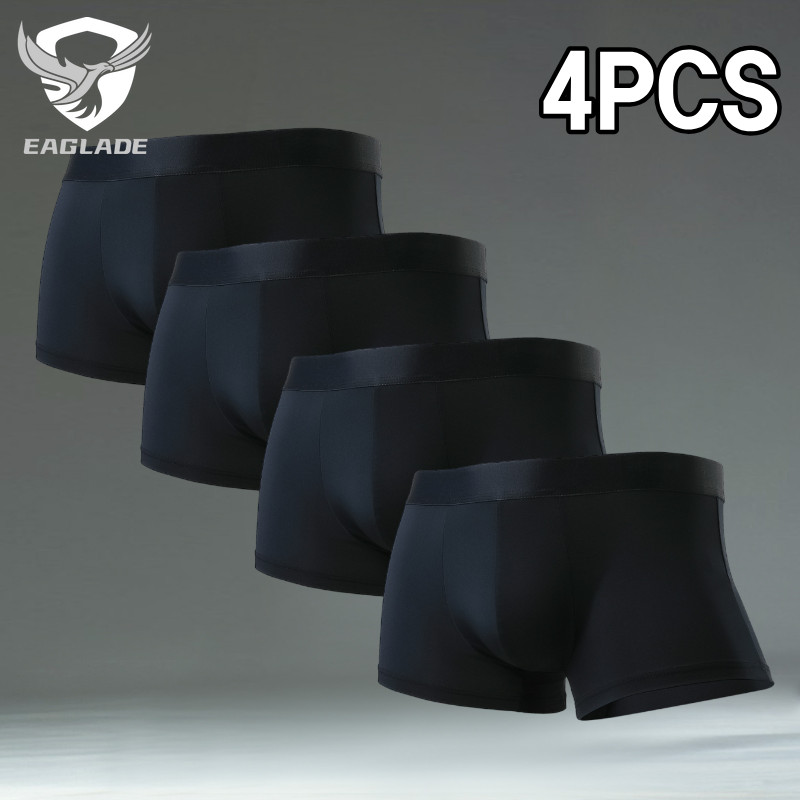 EAGLADE 4PCS Boxer Brief for Mens Underwear Ice Silk Man Stretchable ...