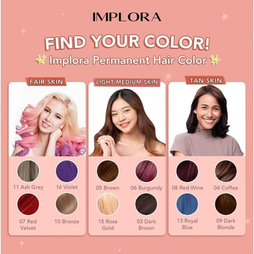 IMPLORA New Permanent Hair Color / Merah Jingga Official - Gambar 4