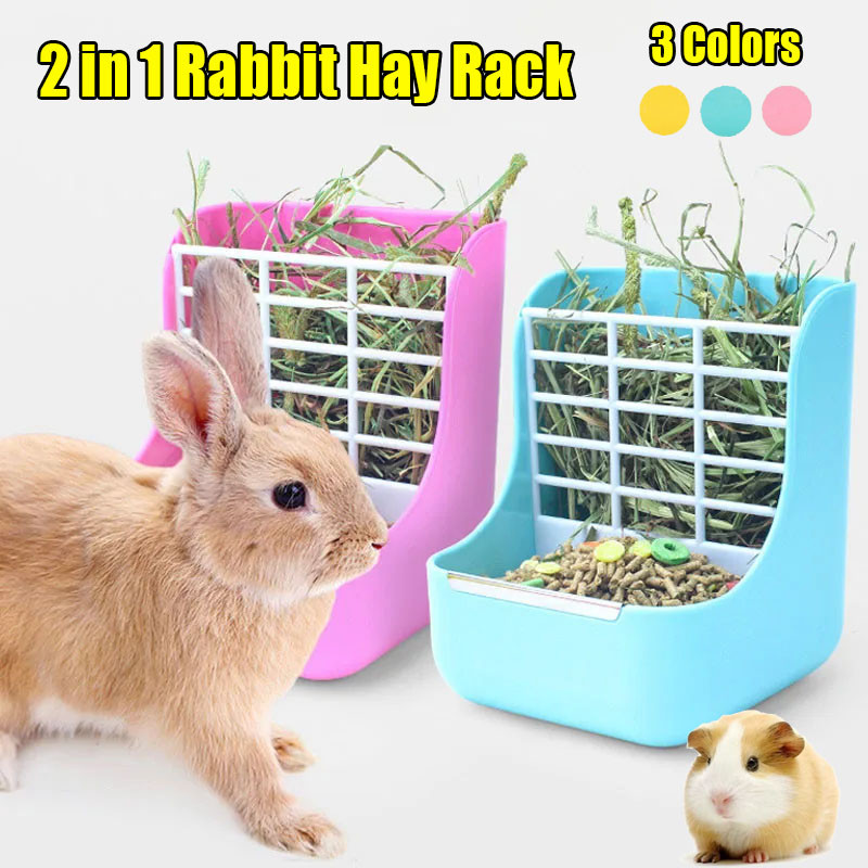 2 in1 Small Pets Rabbit Automatic Hay Rack&Feeder Plastic Grass Rack ...