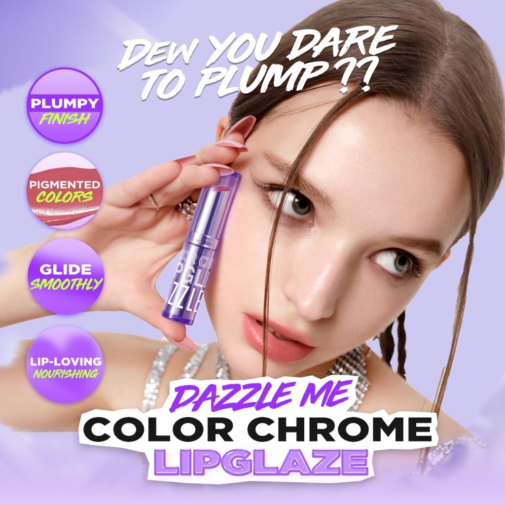 Dazzle Me Color Chrome Lipglaze / Merah Jingga Official - Gambar 2