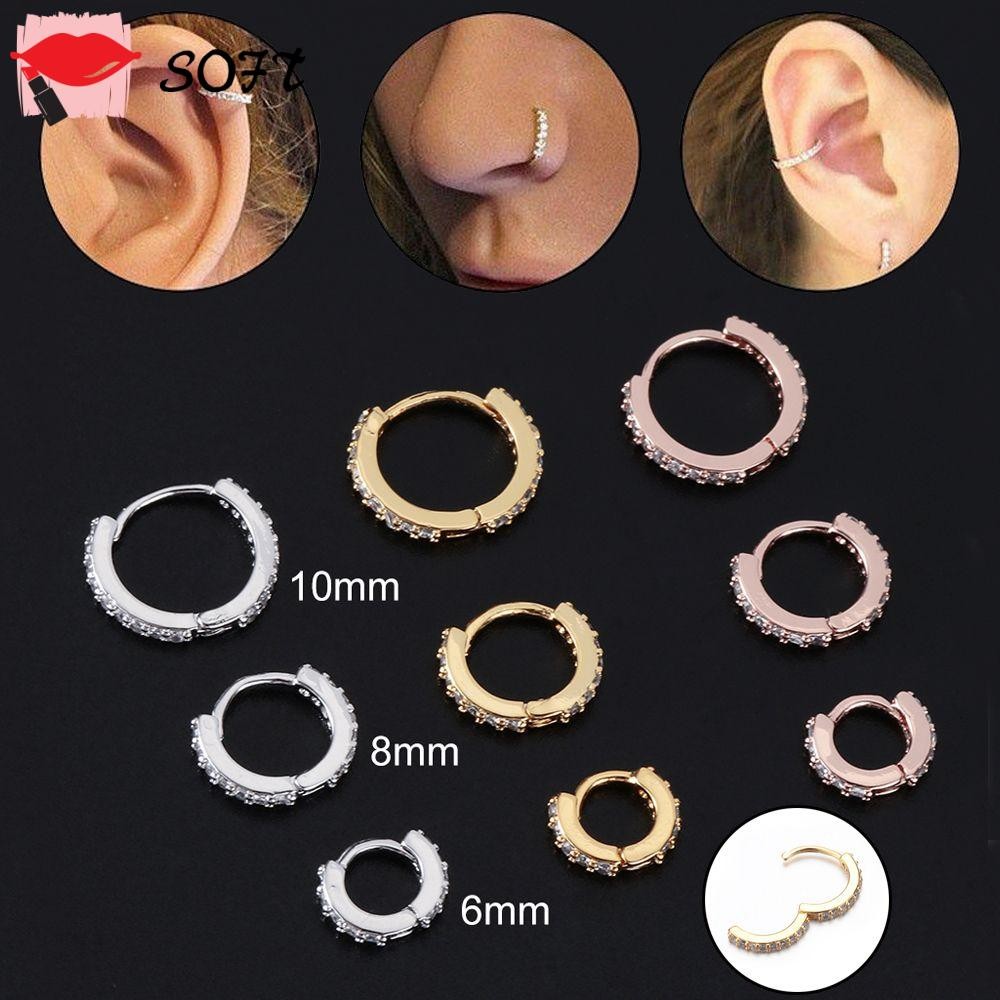 SOFTNESS 1PC CZ Ear Piercing Fashion Silver Gold Rosegold Daith