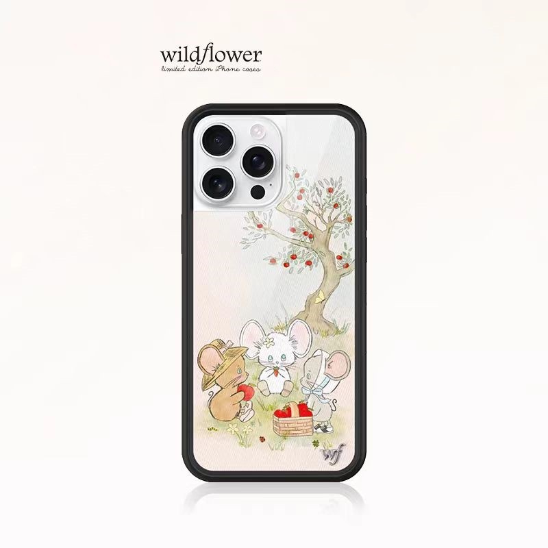 Wildflower Mice Friends wf Phone Case For iPhone 16 15 14 Plus 12 13 Pro  16Pro Max Acrylic Hard Casing Shockproof Back Cover | Shopee Singapore
