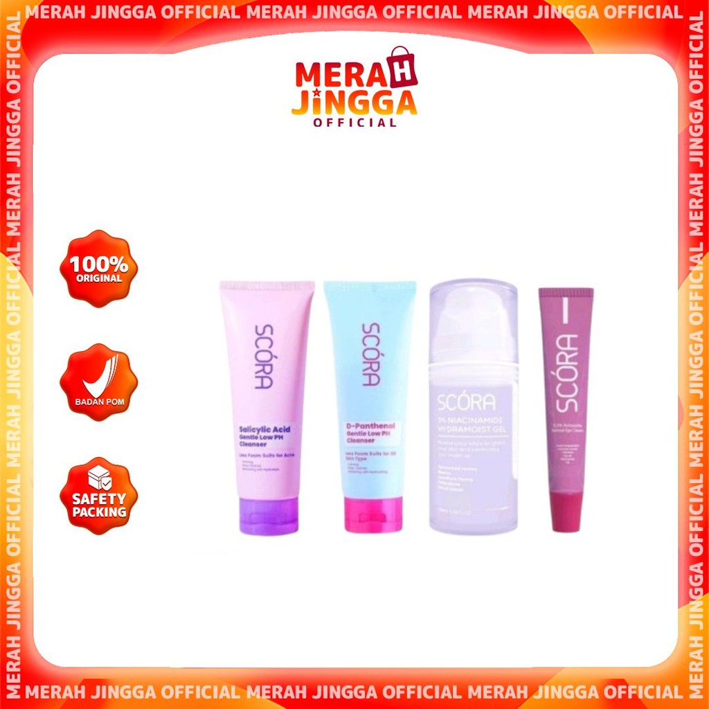 SCORA Moisturizer Gel 45ml 100ml / Face Wash Gentle / Merah Jingga Official