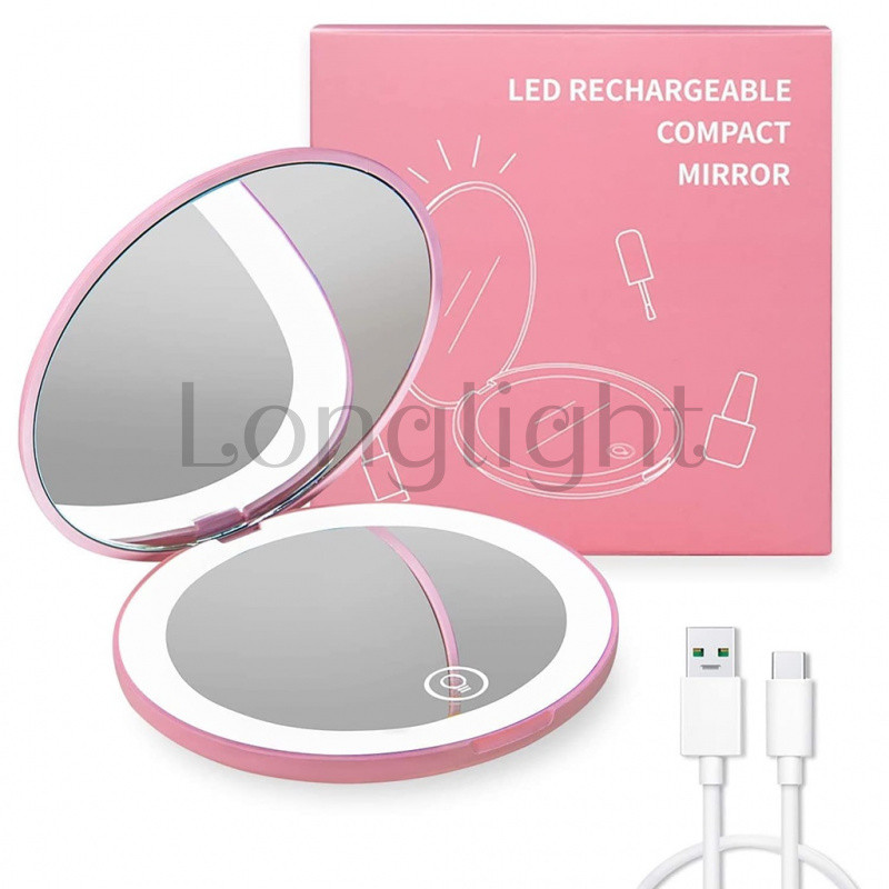 Compact Mirror with LED Light,1x/10x Magnifying Rechargeable Mirror,3 ...