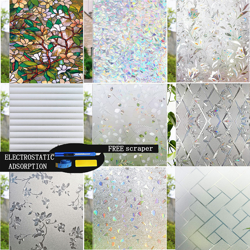 Privacy Window Film Glass Decorative Stickers No Glue Static Cling With