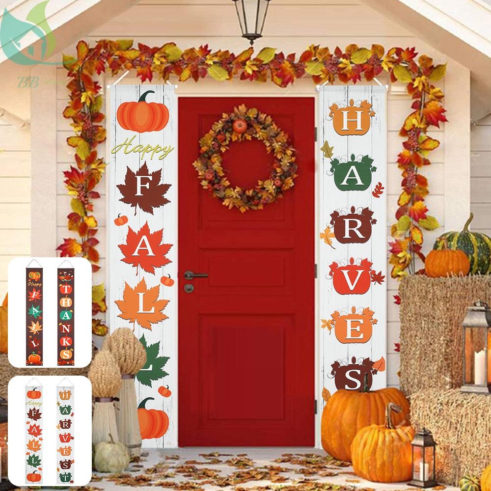 Hanging Banner Porch Sign Maple Leaf Backdrop Fall Harvest Welcome ...