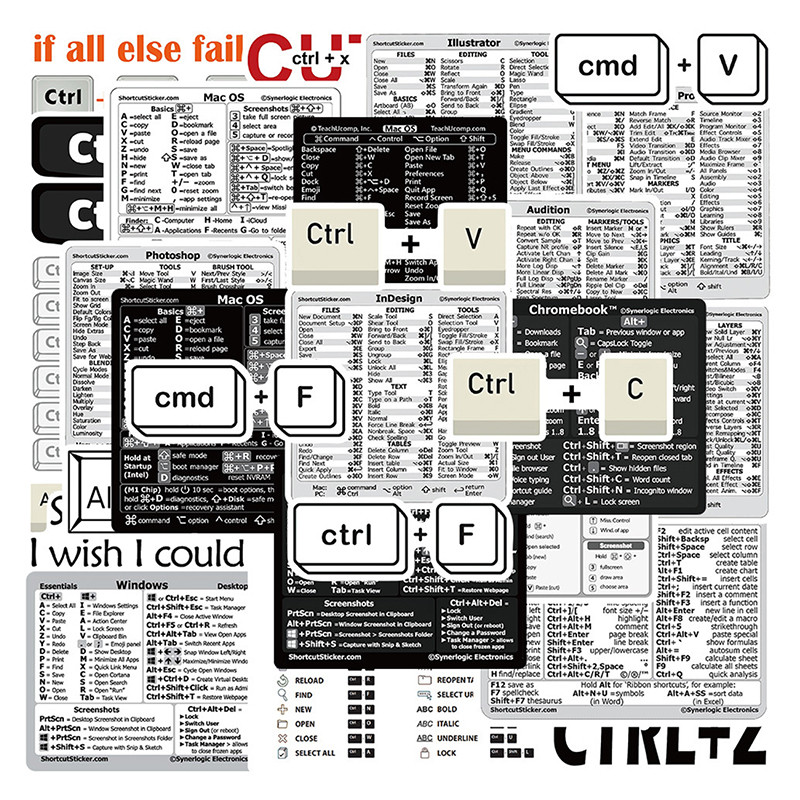 openwaterd 30Pcs Windows+ Word/Excel /Adobe Photoshop Keyboard Guide ...